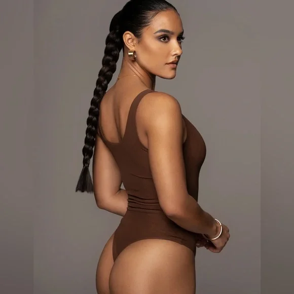 Chocolate double mesh bodysuit - Picture 2 of 10